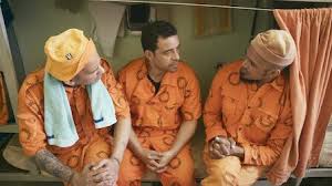 Male character convicted crime in the prison, vector illustration of prisoner man behind jail bars pattern seamless blue. Inside The World S Toughest Prisons Netflix Official Site