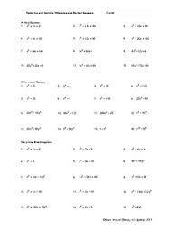 The following activity sheets will give your students practice in factoring students will solve three equations by factoring the difference of two perfect squares. Factor And Solve Perfect And Difference Of Squares Worksheet 55 Problems