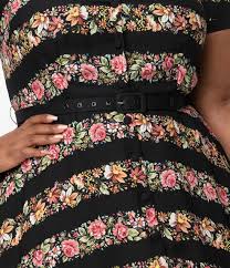 Bestseller #2 beetlejuice barbara halloween costumes. Unique Vintage Plus Size 1950s Black Floral Stripe Alexis Swing Dres