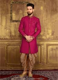 Violet Golden Banarasi Silk Embroidered Dhoti Style Sherwani Groom Dress Men Wedding Outfit Men Wedding Dress Men