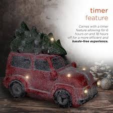 Many people prefer to install holiday wallpaper on your desktop, on the eve of the holiday, be it: Alpine Corporation 17 In Tall Retro Red Car With Christmas Tree Led Lights And Music Qwr916 The Home Depot