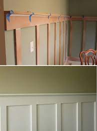 Red oak tongue and groove wainscot paneling. A Less Expensive Way To Have Chair Rail Wainscoting Diy Board And Batten Step By Step Tutorial Diy Home Improvement Home Projects Home Diy
