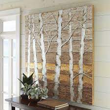 Birch Trees Wooden Plank Art Plank Art Art Gallery Wall Metal Tree Wall Art