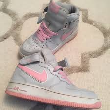Nike Air Force One High Tops In Pink And Gray Nike Air Force Ones Nike Shoes Air Force Nike Air