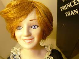 Princess Diana, Porcelain 15 Inches Doll in Navy Gown with Stuffed Body  Made in Taiwan