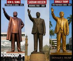 While the statues are correct in general, the one of trump at his golf  course has his hand in a fist like he did after standing from being shot at.