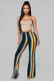 Black And White Striped Flare Pants Outfit Braxton Striped Flare Pants Mustard Striped Flare Pants Flare Pants Stretch Pants Outfits