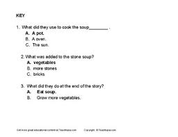 For these exercises, read the short articles and answer the questions following each story. Benchmark Advance Reading Comprehension Quiz For Kindergarten Stone Soup