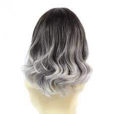 Wiwigs Wiwigs Pretty Short Wavy Bob Style Wig Grey Medium Brown Dip Dye Ombre Hair Uk Dip Dye Hair Short Grey Hair Dye Grey Ombre Hair