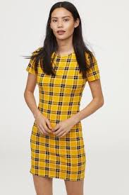 Black And Yellow Jersey Dress Pdp In 2020 Short Fitted Dress Jersey Dress Black Short Dress