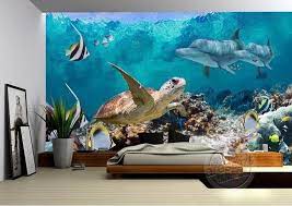 3d Wallpaper Underwater Sea Turtle Wall Mural 3d Wallpaper Underwater Wall Murals Underwater Wallpaper