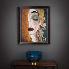 Golden Tears Woman In Gold Art Nouveau Portrait Klimt Golden Etsy Abstract Portrait Woman In Gold Klimt Paintings