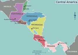 All layers detached and labeled. Central America Map Labeled