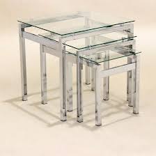 Roscrea Glass Nest Of 3 Tables In Clear With Chrome Legs Perfect For Your Living Room Features Roscr Glass Nesting Tables Nesting Tables Glass Accent Tables
