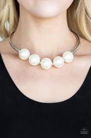 Welcome To Wall Street White Pearl Necklace White Necklace Matching Earrings
