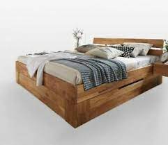 Bett 180x200 holz selber bauen. Massivholz Doppelbett 200x200cm Mit 2 Schubladen Wildeiche Geolt Funktions Bett Ebay