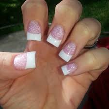 Pink and white french nails get out of your comfort zone! Glitter White French Tip Nail Designs