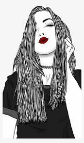 Foto en blanco y negro de atractiva mujer afroamericana pensativa mirando hacia otro lado aislado en negro. Girly Tumblr Pokie Pictures Imagenes En Blanco Y Negro De Chicas Transparent Png 609x1026 Free Download On Nicepng