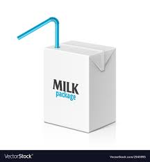 Milk box with drinking straw Royalty Free Vector Image