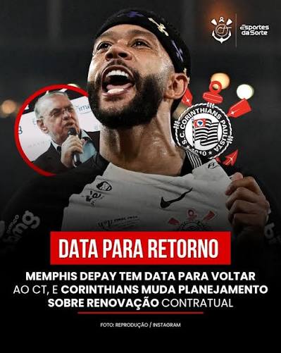 Retorno! 🇳🇱🏴🏳️ O Corinthians definiu o retorno de Memphis Depay ao CT Dr. Joaquim Grava para o pr&oacute;ximo fim de semana, ap&oacute;s 25 dias de f&eacute;rias desde a elimina&ccedil;&atilde;o da Holanda na