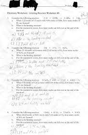 A chemist wishes to determine the rate of reaction of zinc with hydrochloric acid. Limiting Reactant Worksheet Answers Promotiontablecovers