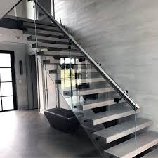 This staircase adds to the elegance of this beautiful miami home. China Residential Indoor Stairs L Shape Staircase Design China Staircase Railing Tempered Glass Straight Glass Staircase