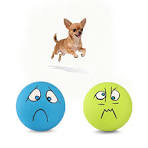 2 Pack 2.8" Smiley Face Squeaky Dog Toys Soft Dog Balls Latex Rubber Squeak  Dog Toys for Small Medium Puppy Pet Dogs (Emoji)