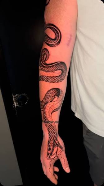 Snake Wrapped Around Arm Tattoo Male