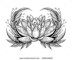 Black And White Water Lily Flower Tattoo Stock Vector Vector Black And White Tattoo Water Lily Illustration 400649689 Jpg 450 380 Black White Tattoos White Tattoo Water Lily Tattoos