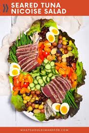 Seared Tuna Nicoise Salad Recipe In 2020 Tuna Nicoise Salad Seared Tuna Salad Recipes Healthy Easy