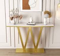 Amazon.com: TXGJWRA Mesa consola de mármol, mesa de entrada, mesa de sofá  con estantes de metal, para pasillo, sala de estar, vestíbulo, pasillo, ...