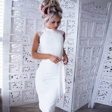 White Lace Midi Dress Knee Length Cocktail Dress White Lace Midi Dress Lace White Dress White Cocktail Dress