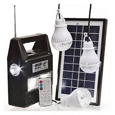 Portable Solar Lighting System With Panel Charger 3 Lamps Fm Radio Mp3 Player Gdplus Gd 8216 Gadget Mou