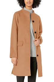 Broad welt pockets at sides; Buy Womens Coat Camel Funnel Neck Split Hem 8 Online In India 695158253