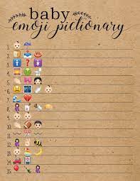 Children's book emoji pictionary baby shower game printable. Baby Shower Emoji Pictionary Baby Emoji Pictionary Baby Etsy Baby Shower Games Unique Unique Baby Shower Baby Shower Fun