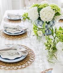 Round Rattan Placemat In 2020 Dinner Table Setting Blue Table Settings Summer Centerpieces