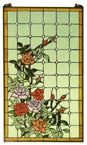 Water iii stained glass panel. Handcrafted Stained Glass Window Panel Rose Flowers 20 X 34 Victorian Stained Glass Panels By Three Mountain International Inc Houzz