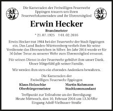 Traueranzeigen von Erwin Hecker