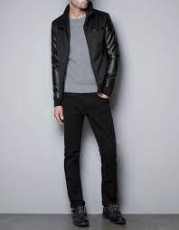 Zara Aw 2012 Leather Sleeve Blouson Leather Sleeve Jacket Men S Leather Jacket Mens Outfits