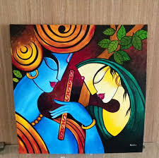 After choosing colors, apply the acrylic paints on half of the canvas to. Pin By Nishchitha Shetty On Krishna Canvas Modern Art Canvas Painting Hand Painting Art Abstract Art Painting Diy