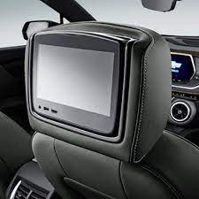 Rear Seat Infotainment System In Jet Black Leather With Light Galvanized Stitching Chevrolet Accessories