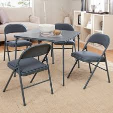 Meco Sudden Comfort 5 Piece Card Table Set Cadet Blue Color Cadet Blue By Meco 149 99 Table Dimensions 34 Card Table Set Table Dimensions Home Kitchens