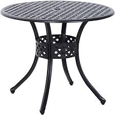 Check spelling or type a new query. Amazon Com Outsunny 33 Round Cast Aluminium Outdoor Patio Dining Table With Umbrella Hole Black Garden Outdoor