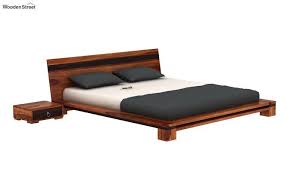 Buy Melisandre Low Floor Double Bed Queen Size Honey Finish Online In India Wooden Street In 2020 Queen Beds Bed Wooden Street