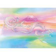 大判ポストカード 富士越えの龍 佐賀 陶彩画美術館公式ショップ 草場一壽 蓮の絵 スピリチュアルアート