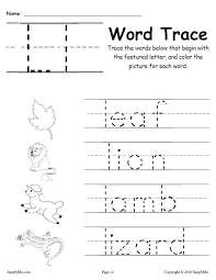 Letter l alphabet worksheets and teaching resources. Letter L Words Alphabet Tracing Worksheet Supplyme