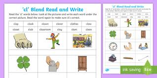What are consonant blend worksheets for 1st grade? Cl Blend Read And Write Worksheet Teacher Made