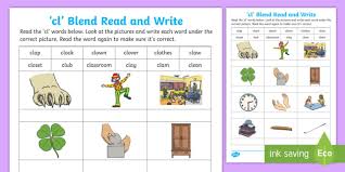 Level 4 unit 1 bl fl gl sl l blends story a list presents phonics monster 2nd edition. Cl Blend Read And Write Worksheet Teacher Made