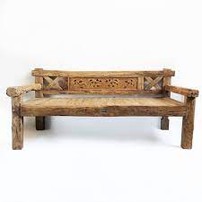 This is a minimalistic, stylish bed frame that works well with a variety of decorating styles and makes it easy for you to enhance and improve your space. Old Teak Wood Balinese Daybed Carved Wood Detail Across The Back With Thick Wood Back Arms And Legs Wood Bench Outdoor Wood Furniture Wood Carving Designs