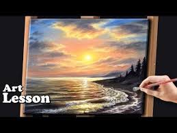 Mit acryl und einigen pinselstrichen entstehen wellen. Acryl Meerblick Maltechniken Sonnenuntergang Am Strand Acryl Maltechniken Meerblick Sonnenunterg Seelandschaft Gemalde Sonnenuntergang Malen Maltechniken